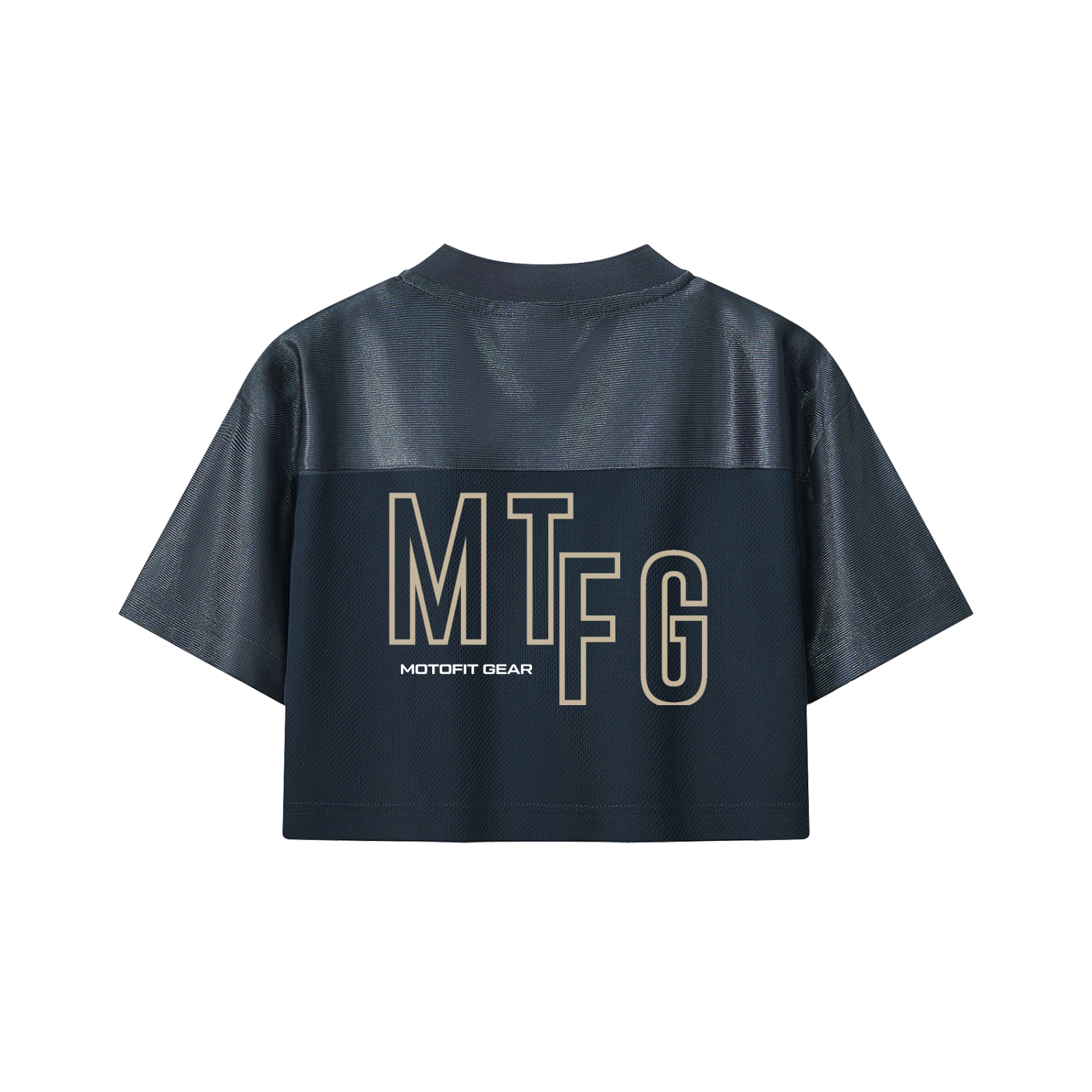 Biker Girl Cropped Paneled V-Neck Jersey Navy