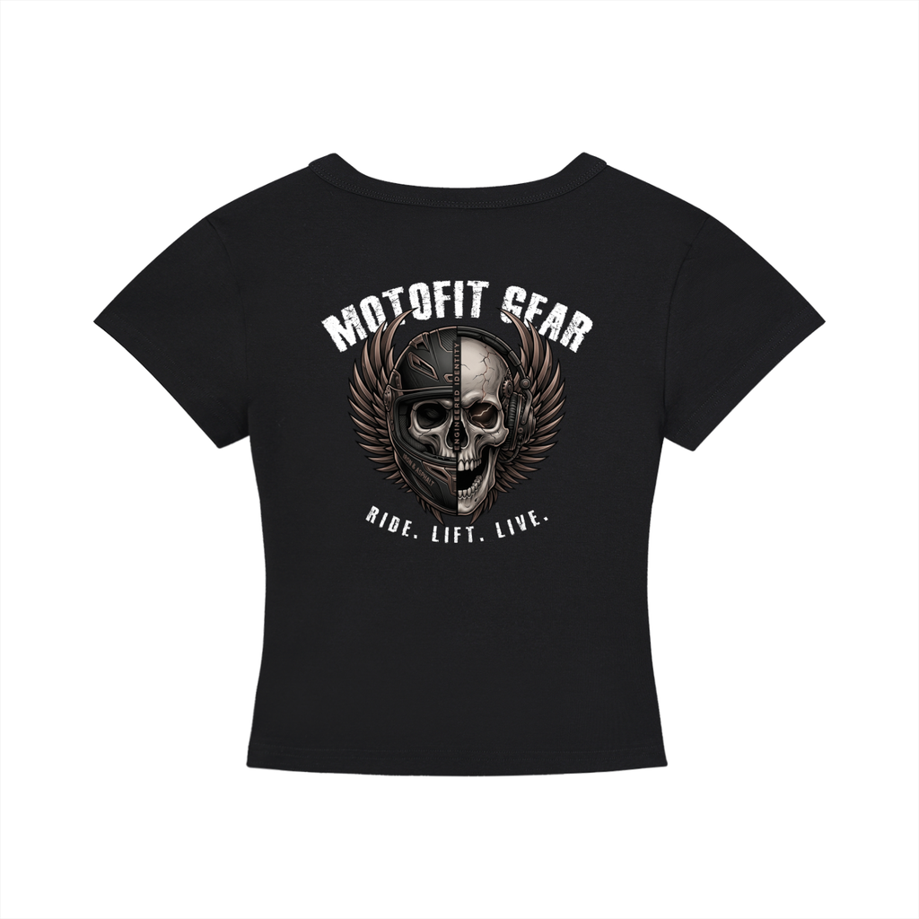 Fit Biker Girl Cropped T-Shirt-Raven
