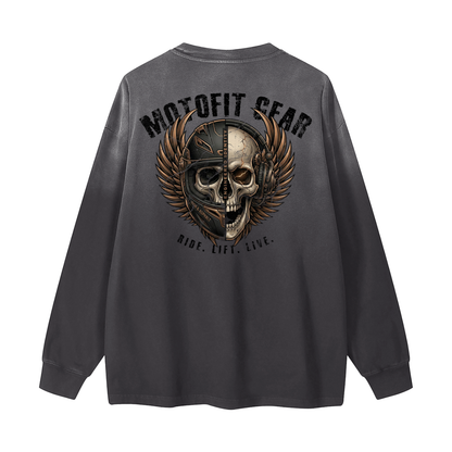 Deep Washed Long Sleeve T-Shir,washed long  sleeve,gym tops,biker tops,gym long sleeve tees,biker washed tees,skull biker shirts,Premium long sleeve tshirt ,men gym  tops,lifestyle long sleeve tops