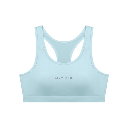 Biker Girl Cropped Sports Bra Sky
