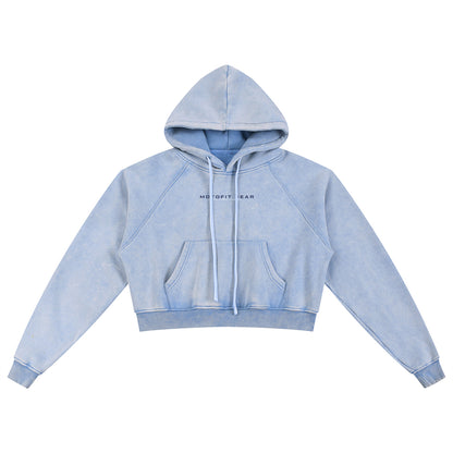 Relentless Snow Washed Cropped Hoodie