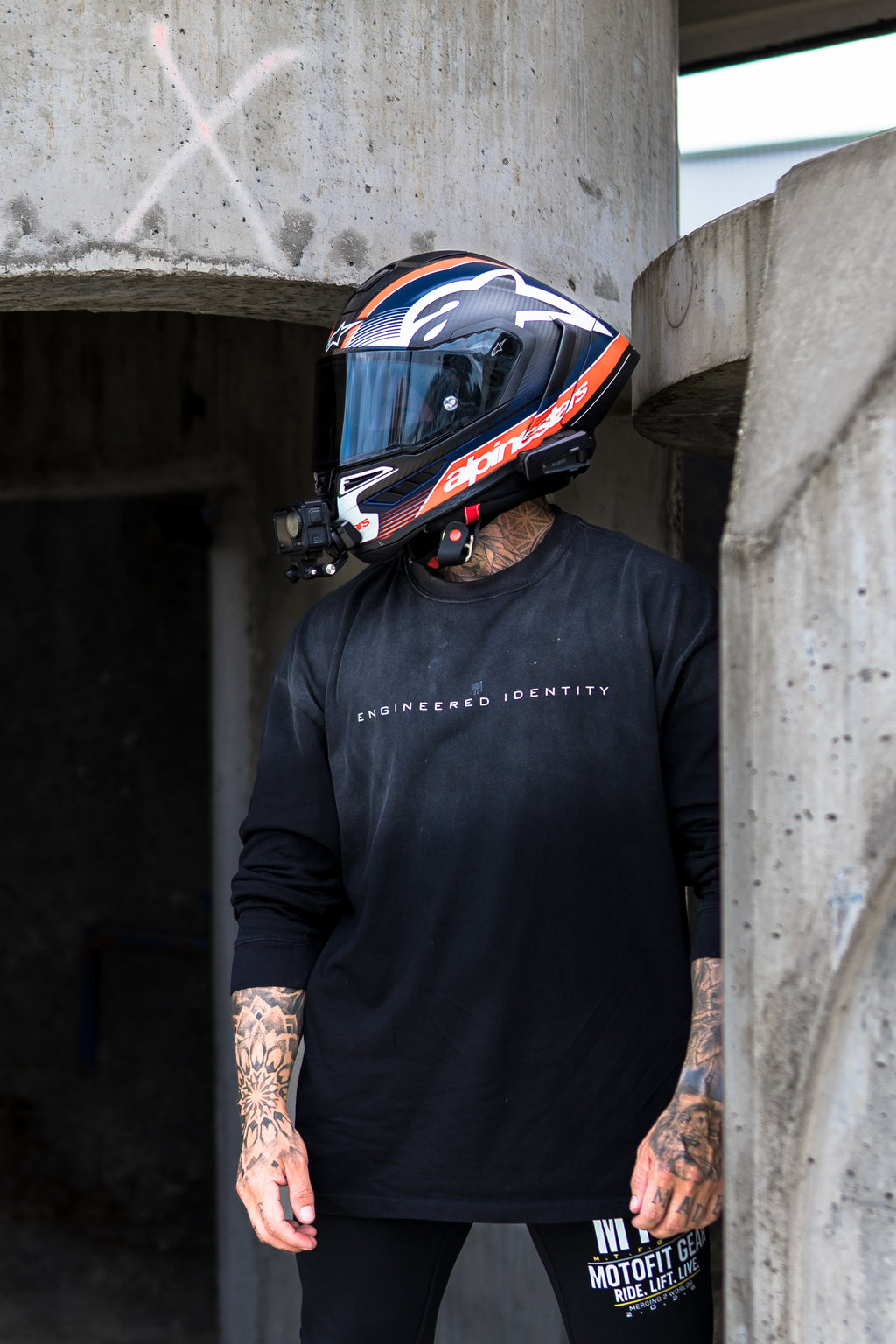 Moto Gradient Deep Washed Long Sleeve T-Shirt