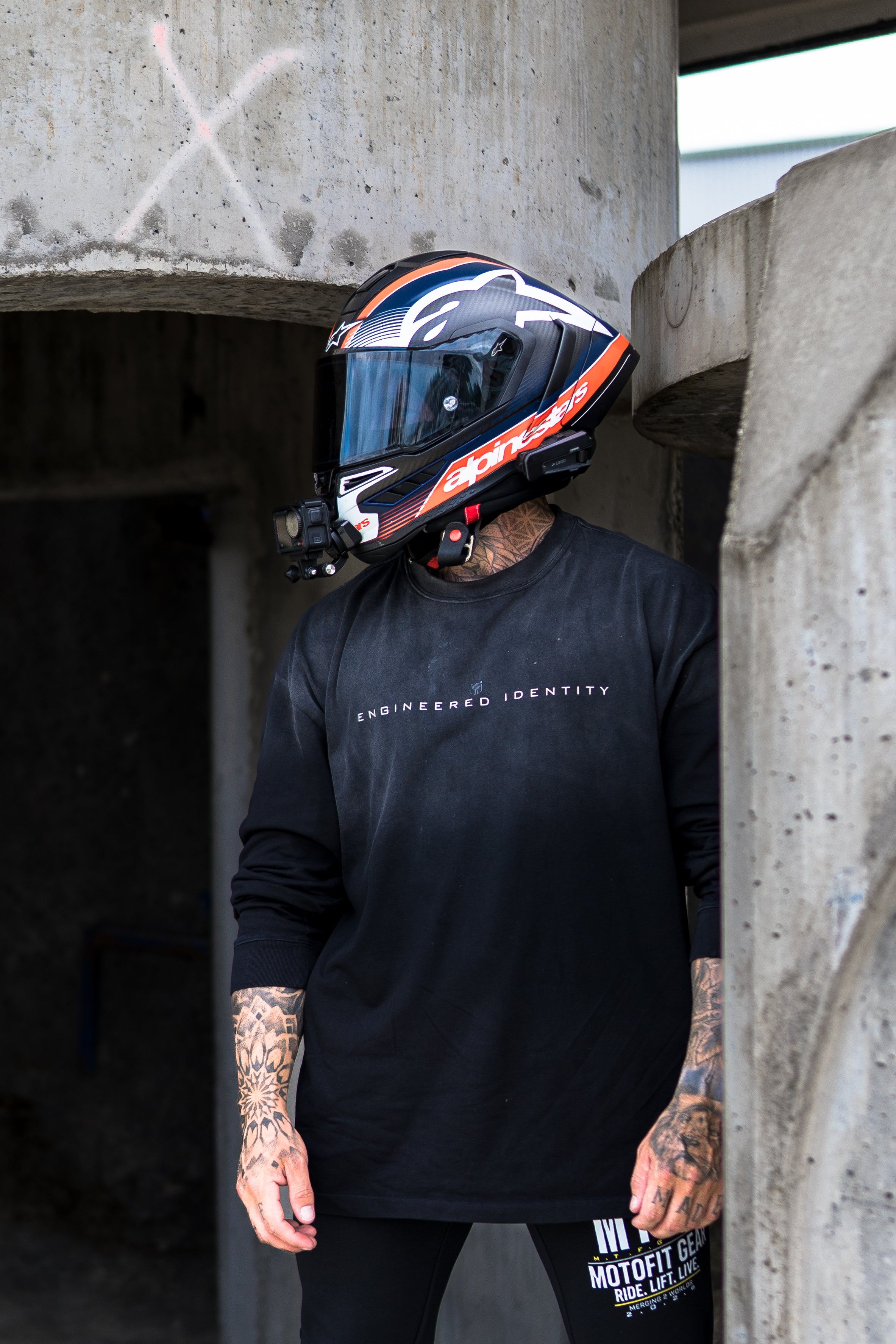 Moto Gradient Deep Washed Long Sleeve T-Shirt