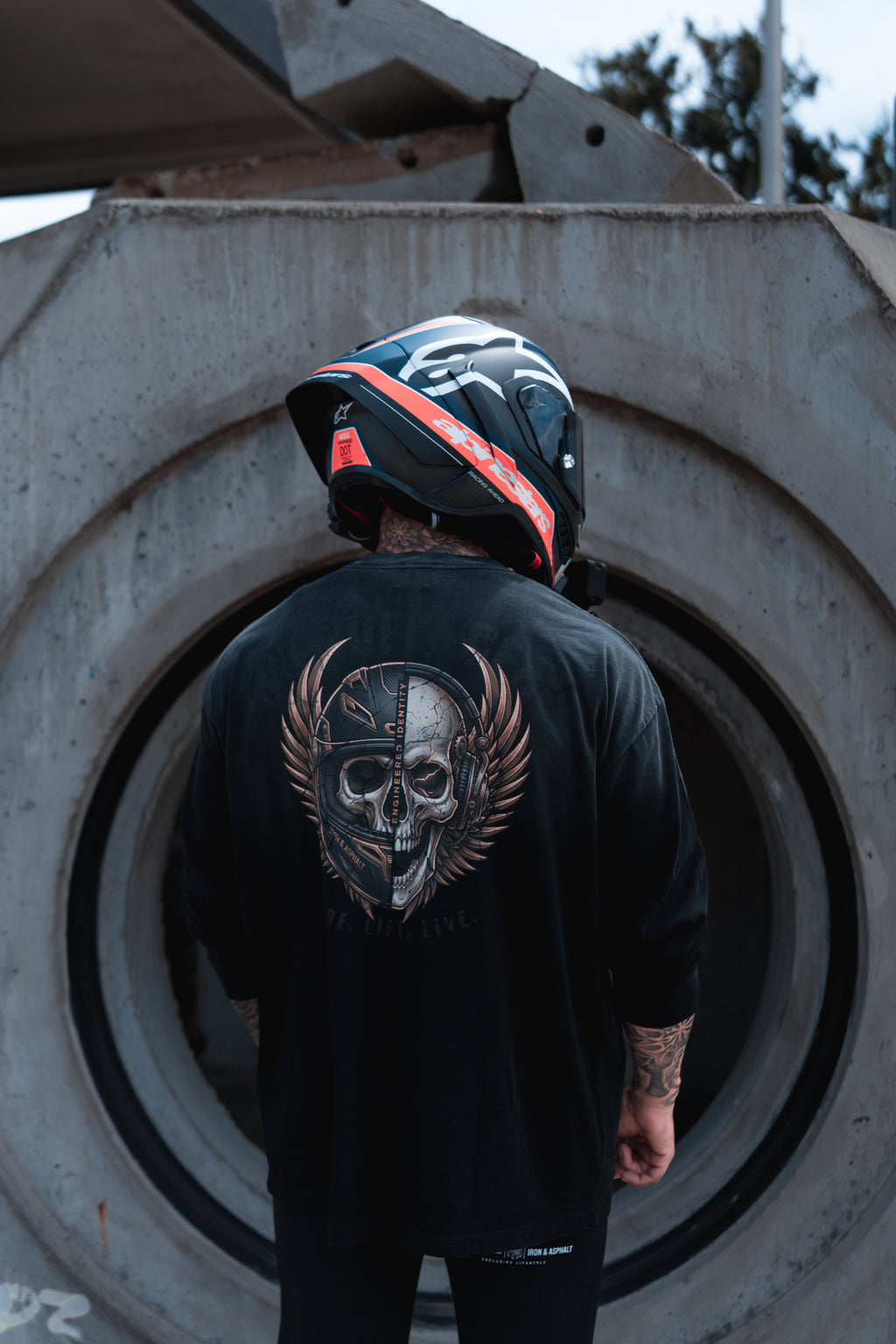 Moto Gradient Deep Washed Long Sleeve T-Shirt