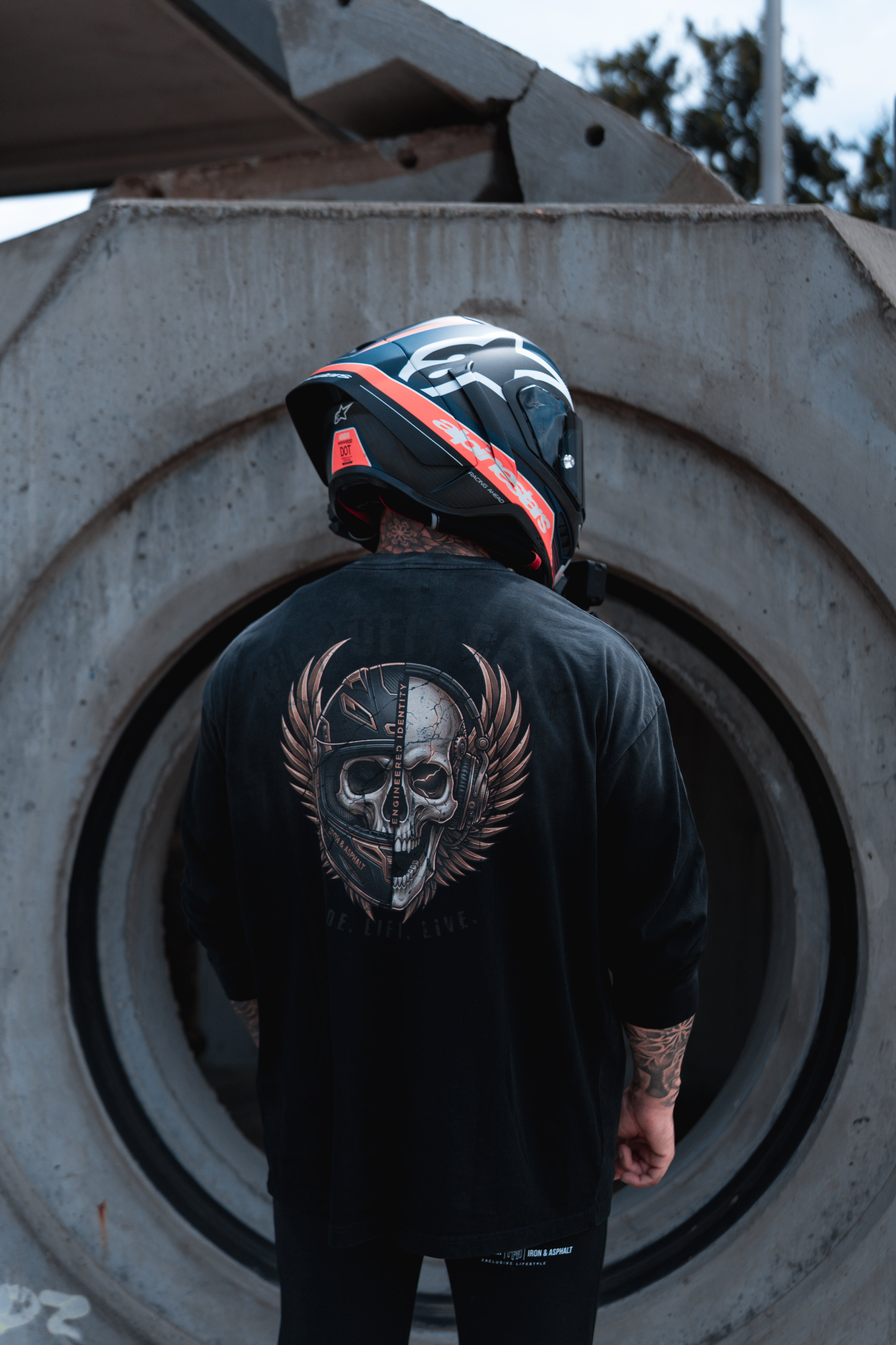 Moto Gradient Deep Washed Long Sleeve T-Shirt
