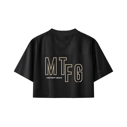 Biker Girl Cropped Paneled V-Neck Jersey