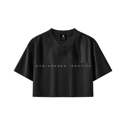 Biker Girl Cropped Paneled V-Neck Jersey