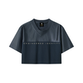 Biker Girl Cropped Paneled V-Neck Jersey Navy