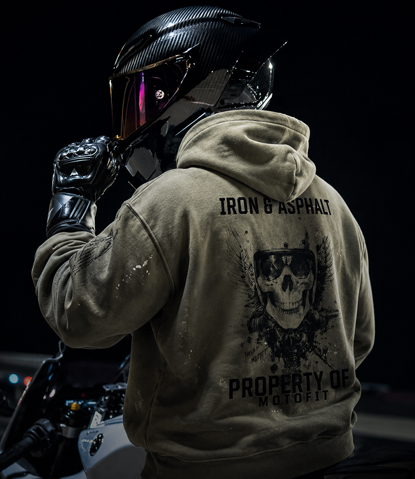 Moto Vintage Washed Fleece Hoodie