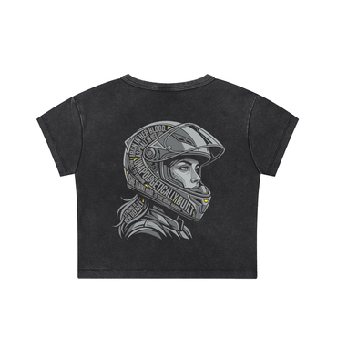 Moto Girl Snow Washed Crop Top