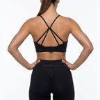 Strappy Criss Cross Motofit Sports Bra-Black