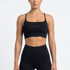 Strappy Criss Cross Motofit Sports Bra-Black