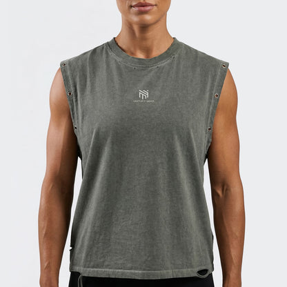 Distressed Grommet Eyelet Biker Tank Top