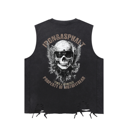 washed tanktop,washed muscle top,culture of grit,SkullMoto Sleeveless,motorcycle fitness clothing,gym tops,swag rider tops