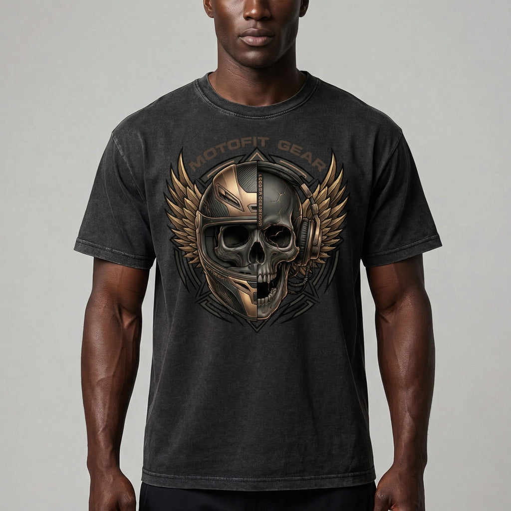Skull Headphone Bamboo  Washed T-Shirt