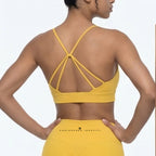 Strappy Criss Cross Motofit Sports Bra-Gold