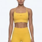 Strappy Criss Cross Motofit Sports Bra-Gold