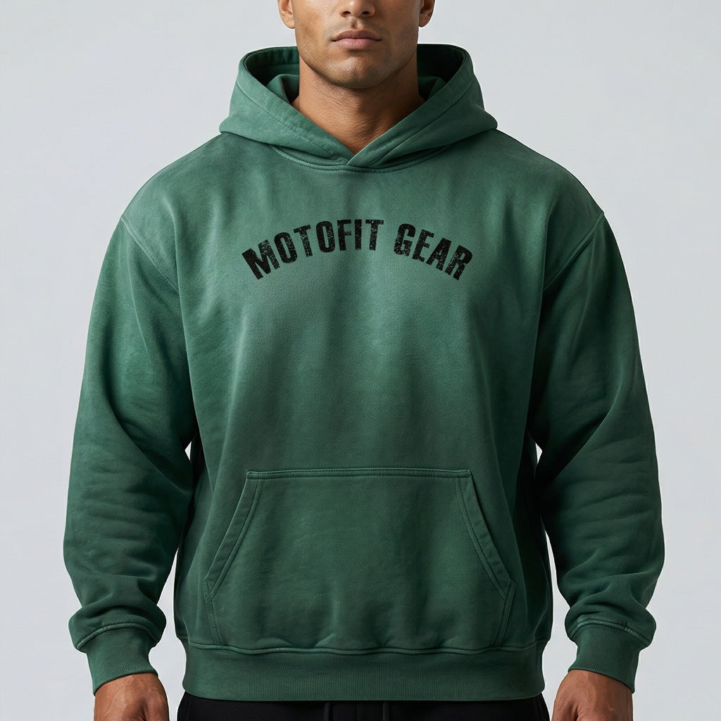 Heavyweight Sunfade Machine Moss Oversized Hoodie