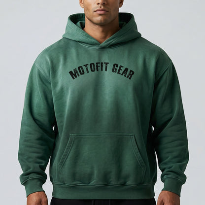 Heavyweight Sunfade Machine Moss Oversized Hoodie