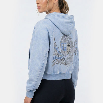 Relentless Snow Washed Cropped Hoodie