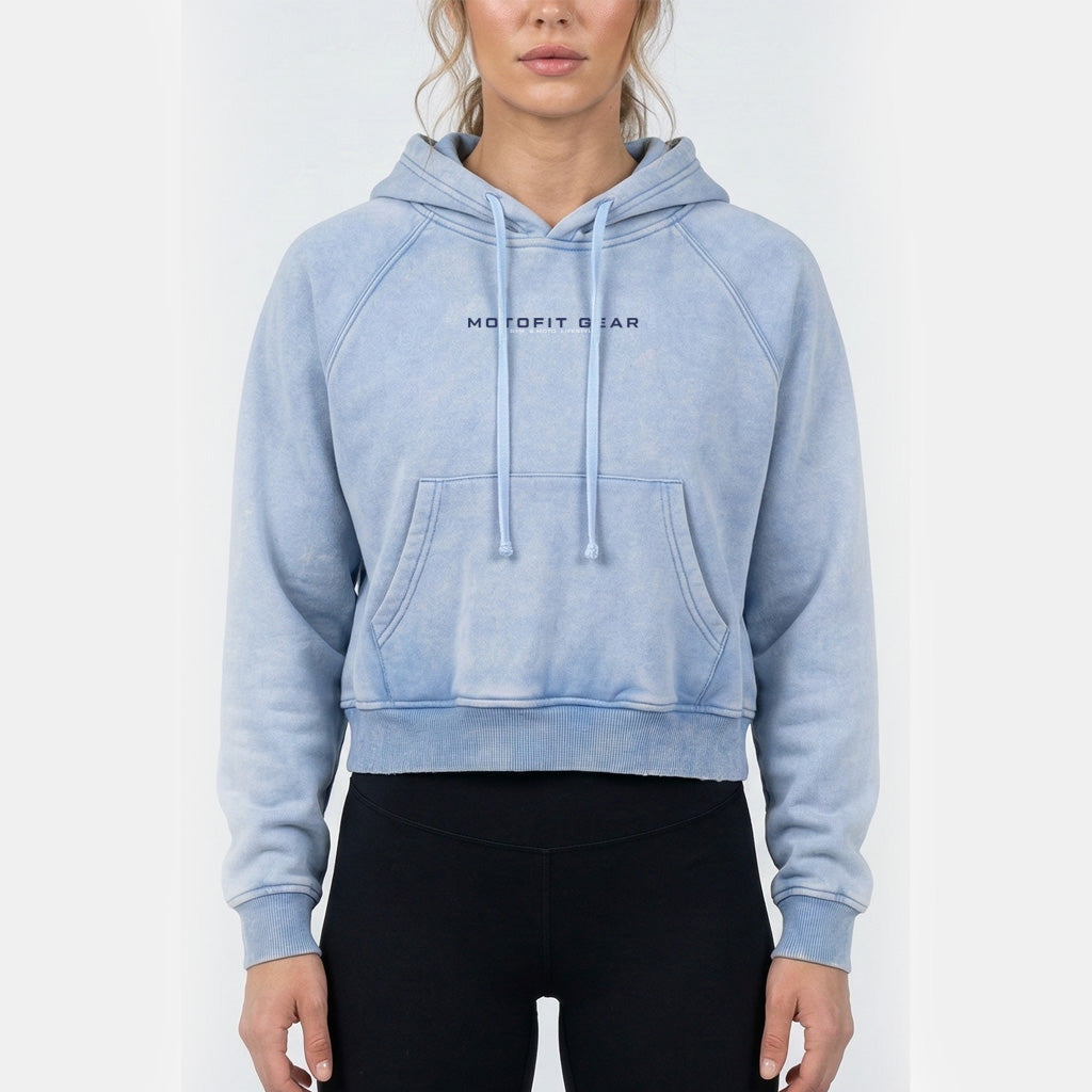 Relentless Snow Washed Cropped Hoodie
