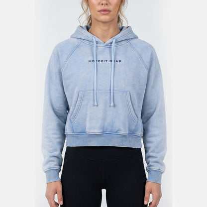 Relentless Snow Washed Cropped Hoodie